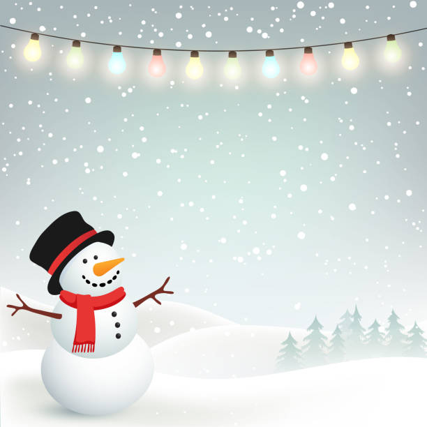 illustrations, cliparts, dessins animés et icônes de fond d’hiver noël avec bonhomme de neige - bonhomme de neige