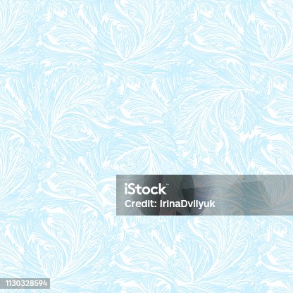 istock Winter frozen glass light blue seamless pattern. 1130328594