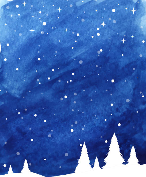 winter landscape winter landscape snowing painted background blizzard stock illustrations