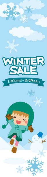 Winter Sale banner kawaii online store stock illustrations