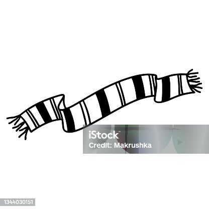 istock Winter scarf. Hand drawn scarf in doodle. Sketch style. 1344030151