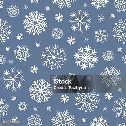 istock Winter Seamless Pattern With Snowflakes On Blue background 1320842194