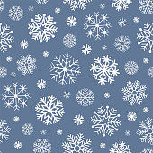 istock Winter Seamless Pattern With Snowflakes On Blue background 1320842194