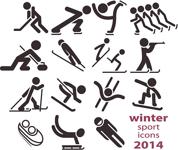 bildbanksillustrationer, clip art samt tecknat material och ikoner med winter sport icons - skeleton skate