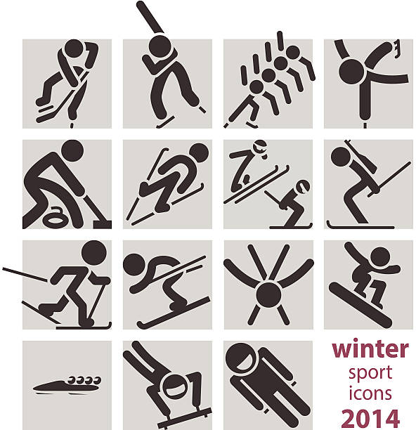 bildbanksillustrationer, clip art samt tecknat material och ikoner med winter sport icons - cross country skiing