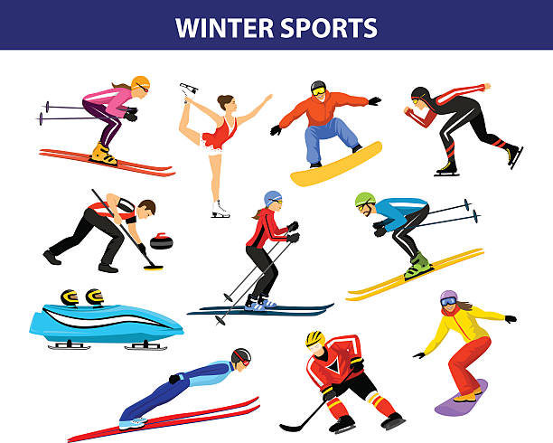 stockillustraties, clipart, cartoons en iconen met winter sports set - wintersport