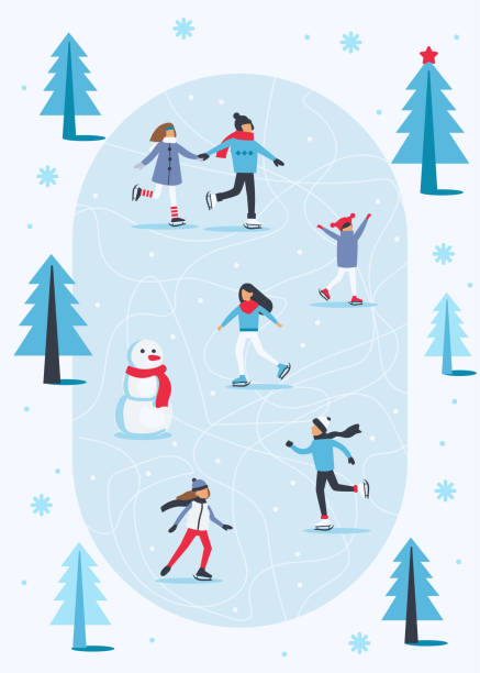 stockillustraties, clipart, cartoons en iconen met winter - happy couple cold