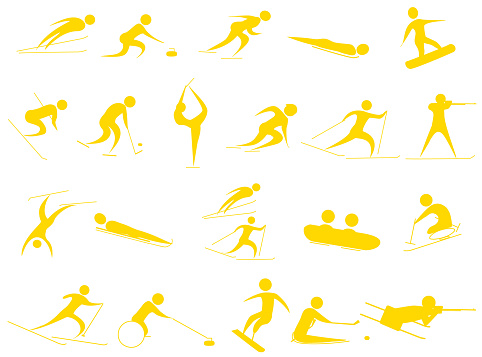 An icon set for winter sports athletes.There is also an athlete icon for people with disabilities.