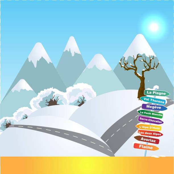illustrazioni stock, clip art, cartoni animati e icone di tendenza di sport invernali nelle alpi francesi - savoia