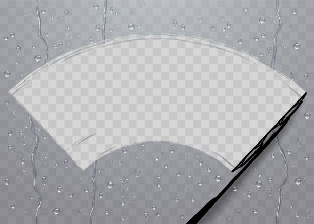 Wiper cleans the transparent glass Wiper cleans the transparent glass in vector windshield wiper stock illustrations