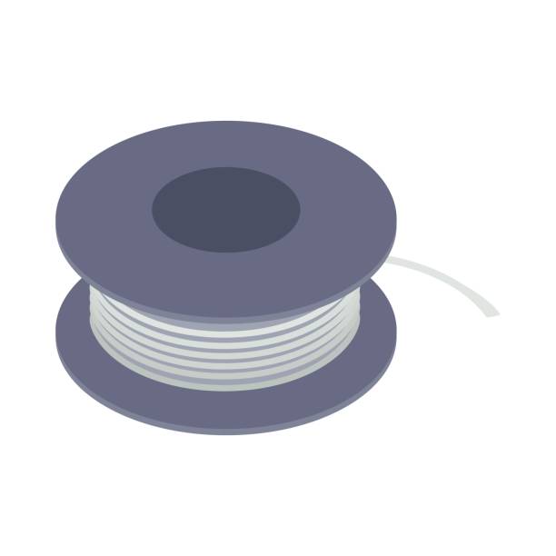 Wire spool icon, isometric 3d style icon in isometric 3d style on a white  background spool stock illustrations