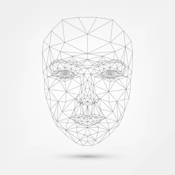 Wireframe face vector art illustration