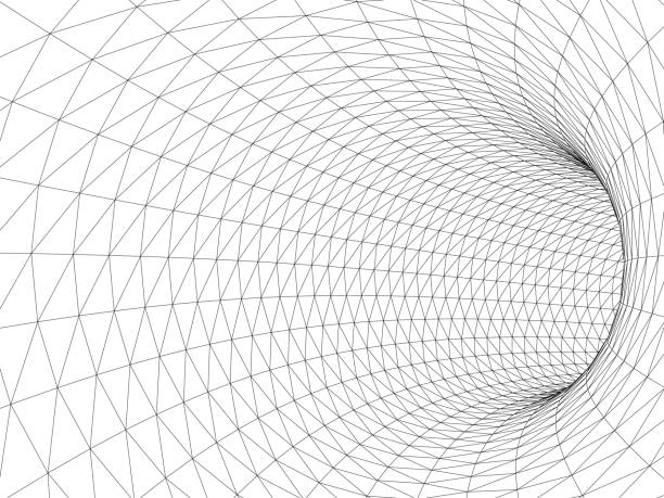проволока отверстие. векторный абстрактный цифровой фон. 3d туннельная сетка. 3d-поверхностный туннель wireframe. текстура сетки - black hole stock illustrations