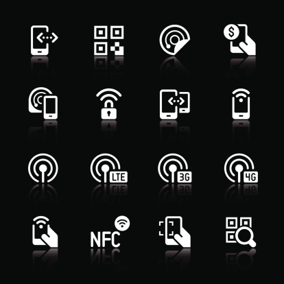 Wireless data and payment icons | white series