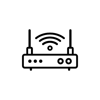 Wireless router line icon. Vector on isolated white background. EPS 10.