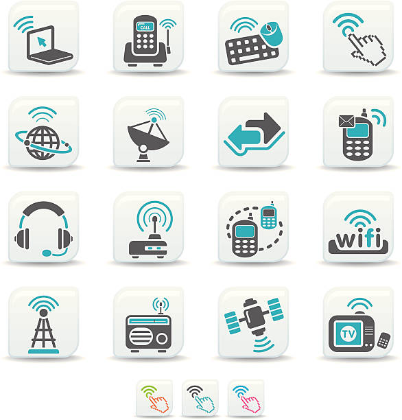 wireless technology icons | simicoso collection vector art illustration