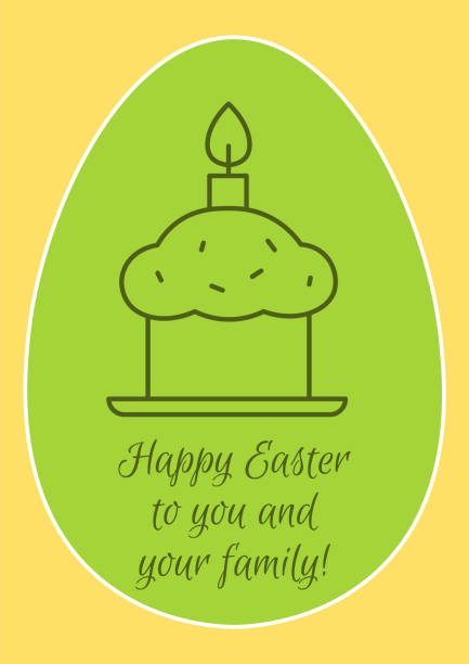 Wishing happy easter to you, your family postcard with linear glyph icon Wishing happy easter to you, your family postcard with linear glyph icon. Greeting card with decorative vector design. Simple style poster with creative lineart illustration. Flyer with holiday wish easter sunday stock illustrations