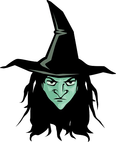 Vector illustration of a witch face.