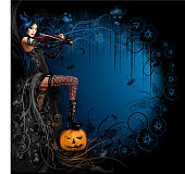 Gothic Style Witch playing on the violin.