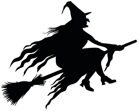Silhouette of a wicked witch vector illustration.