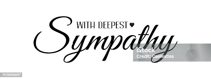 istock with deepest sympathy. Vector black ink lettering isolated on white background. Funeral cursive calligraphy, memorial, condolences comforting card clip art 1415006697