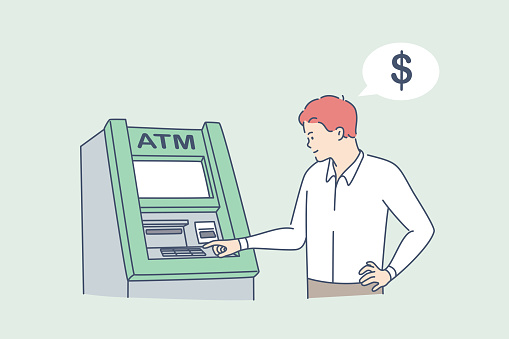 Withdrawing money on atm concept