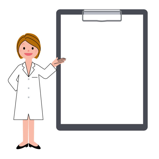 Woman and binder Woman and binder doctor borders stock illustrations