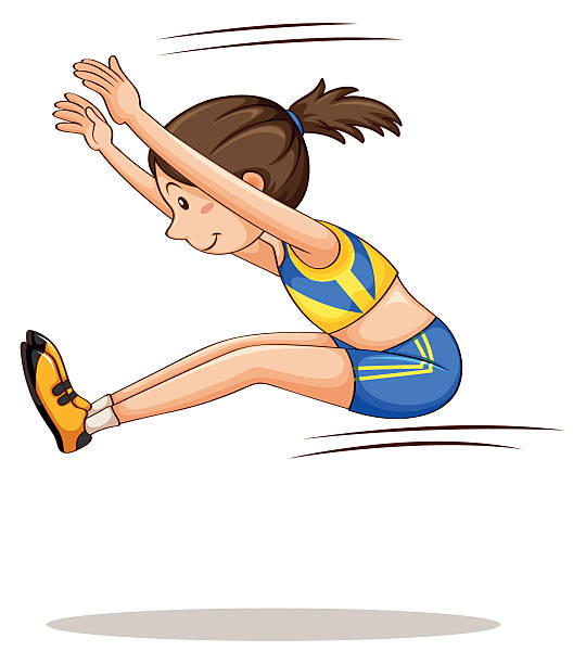 спортсменка- женщина делает прыжок в длину - long jump drawings stock illus...