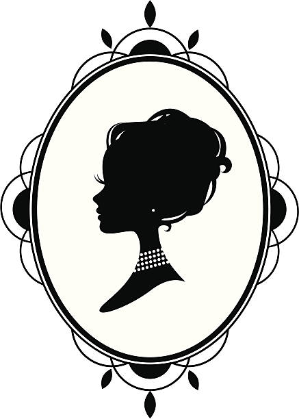 Woman Cameo A woman cameo with a pearl necklace and earrings. Would work well as a bride. Inner circle color is white and is easily changed in Ai.  cameo brooch stock illustrations