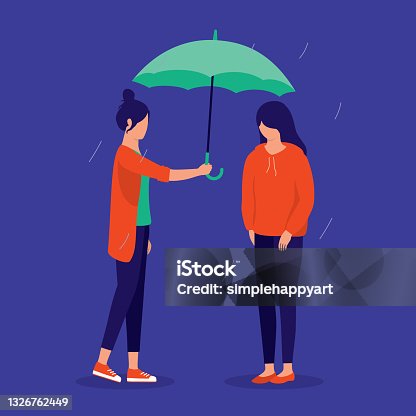 istock Woman Caring For Her Friend Who Is Feeling Under The Weather. Friendships And Support Concept. Vector Illustration. 1326762449