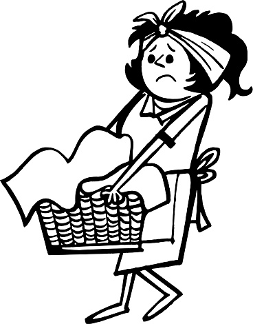 Woman Carrying Full Laundry Basket