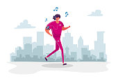 istock Woman Character in Sports Wear and Headset Running in Park Listen Music Player. Summertime Outdoor Sport Activity, Jogging and Sports Healthy Lifestyle, Morning Exercising. Cartoon Vector Illustration 1226750222