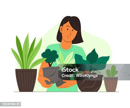 istock Woman Enjoy Gardening with Plants in the Garden. 1353496439