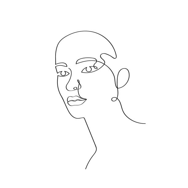 Woman face continuous line hand drawing. Abstract minimal woman portrait. Vector graphic design Woman face continuous line hand drawing. Abstract minimal woman portrait. Vector graphic design. eye drawings stock illustrations