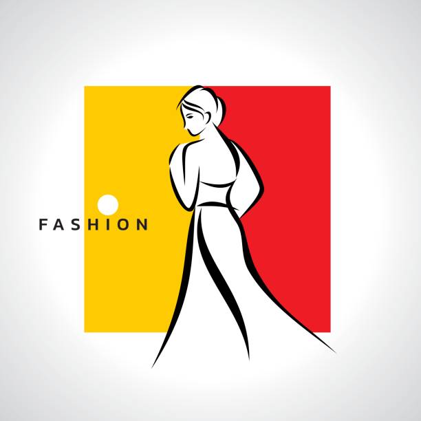 woman fashion logo, woman fashion logo, vector design fashion dress sketches stock illustrations