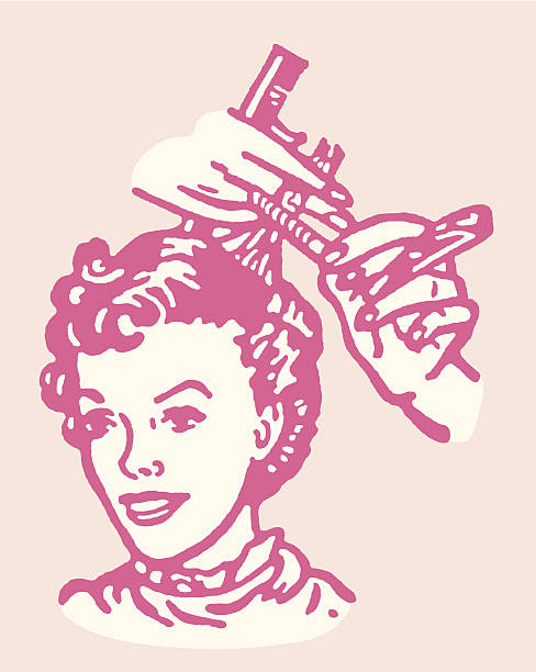 Woman Getting Haircut  vintage beauty salon stock illustrations