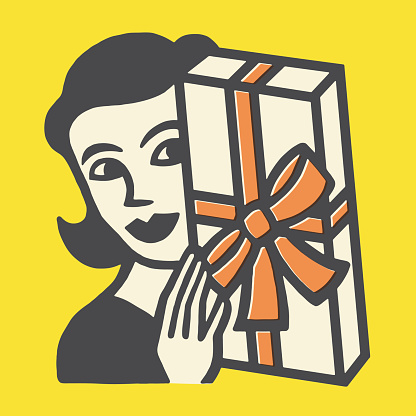 Woman Holding a Wrapped Gift