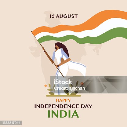 istock A woman holding the Indian tricolour flag.Indian Independence Day concept 1333517044