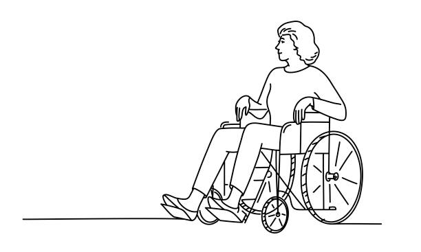 woman in a wheelchair. - 輪椅 插圖 幅插畫檔、美工圖案、卡通及圖標