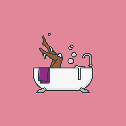 Woman in bathtub vector illustration