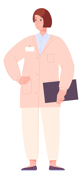 Woman in medical uniform. Hospital receptionist. Healthcare worker
