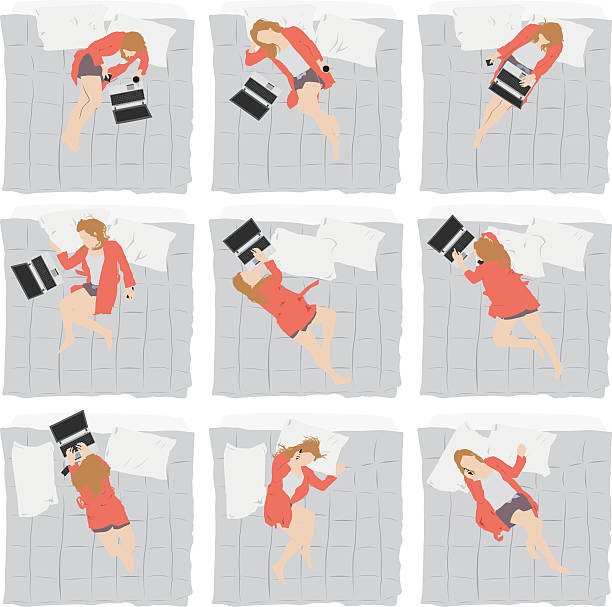 Woman lying on bed Woman lying on bedhttp://www.twodozendesign.info/i/1.png sleeping silhouettes stock illustrations