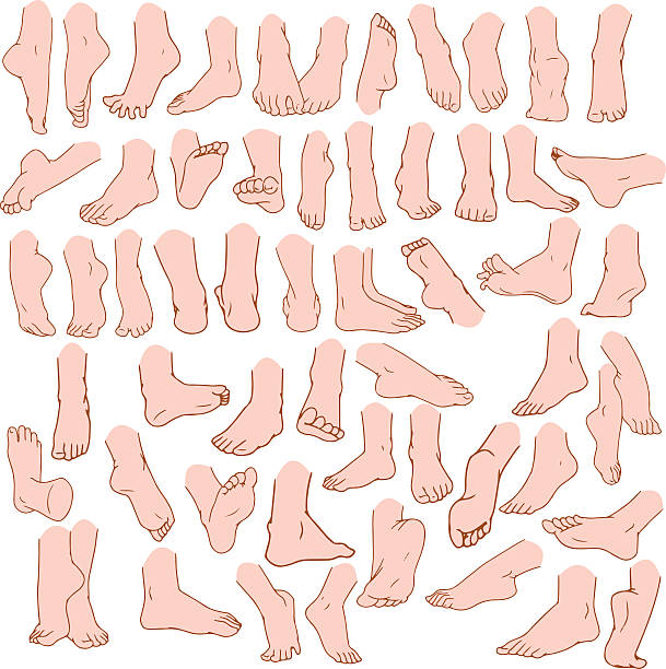 Woman Man Feet Pack 3 Vector illustrations pack of human feet in various gestures. bare feet stock illustrations