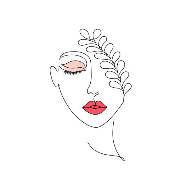 Woman on white background Woman on white background.One line drawing style.Design for t-shirt beauty drawings stock illustrations