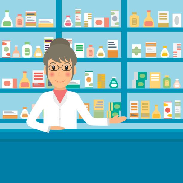Royalty Free Pharmacist Selling Clip Art Vector Images