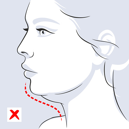 Woman profile double chin before face vector illustration