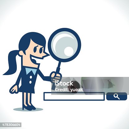 istock Woman searching with magnifying glass 478306604