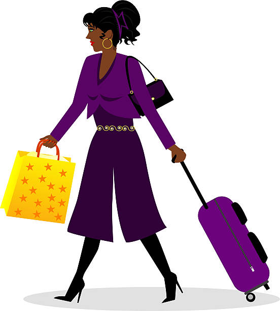 African American Woman Shopping Bags Illustrations, Royalty-Free Vector ...