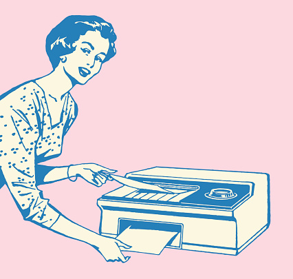 Woman Using Fax