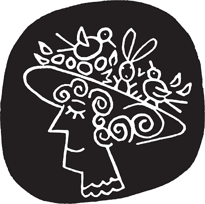 Woman Wearing a Flowered Hat
